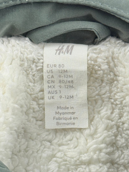 H&M Sage Green Sherpa-Lined Hooded Jacket 9-12M