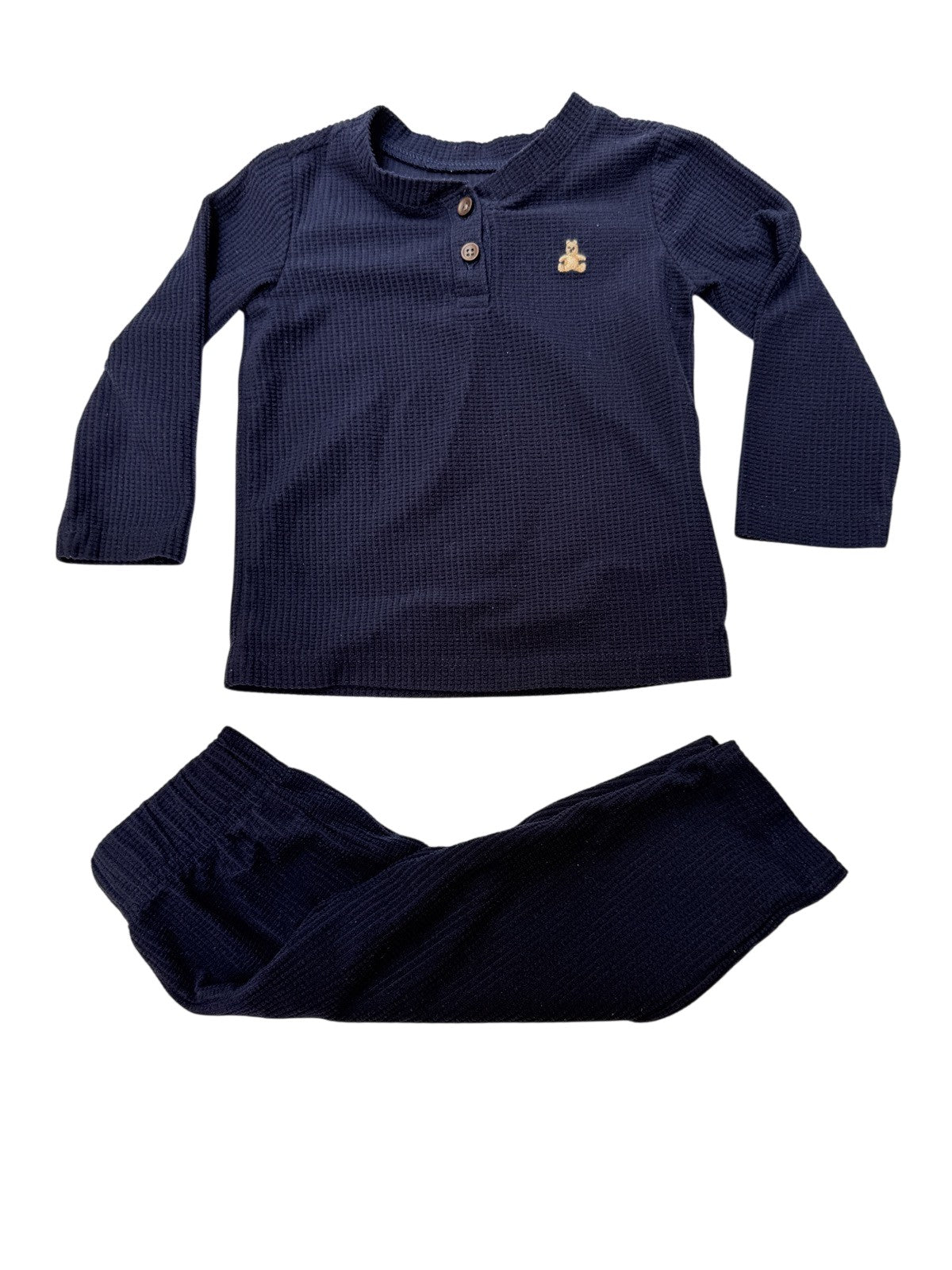 Baby Gap Navy Waffle Knit Pajama Set 12-18M