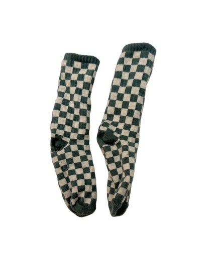 Green Checkered Crew Socks 3-5Y