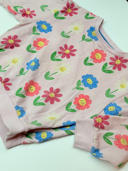 Mini Boden Floral Smiley Long Sleeve Top 5-6Y