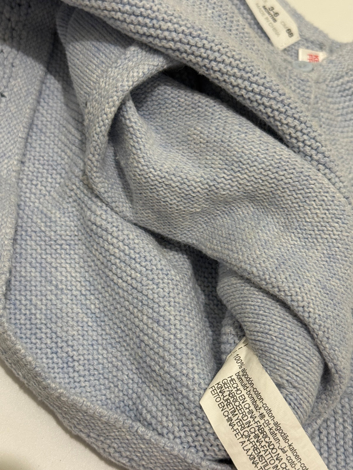 Zara Blue Cotton Knit Sweater 3-6 Months