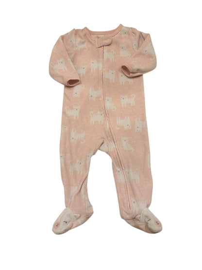 Simple Joys Pink Cat Print Footed Sleeper 6-9M