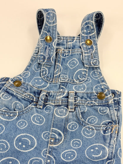 Old Navy Smiley Face Denim Overalls 3-6m