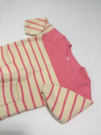 Baby Gap Pink Stripe Knit Romper 12-18m