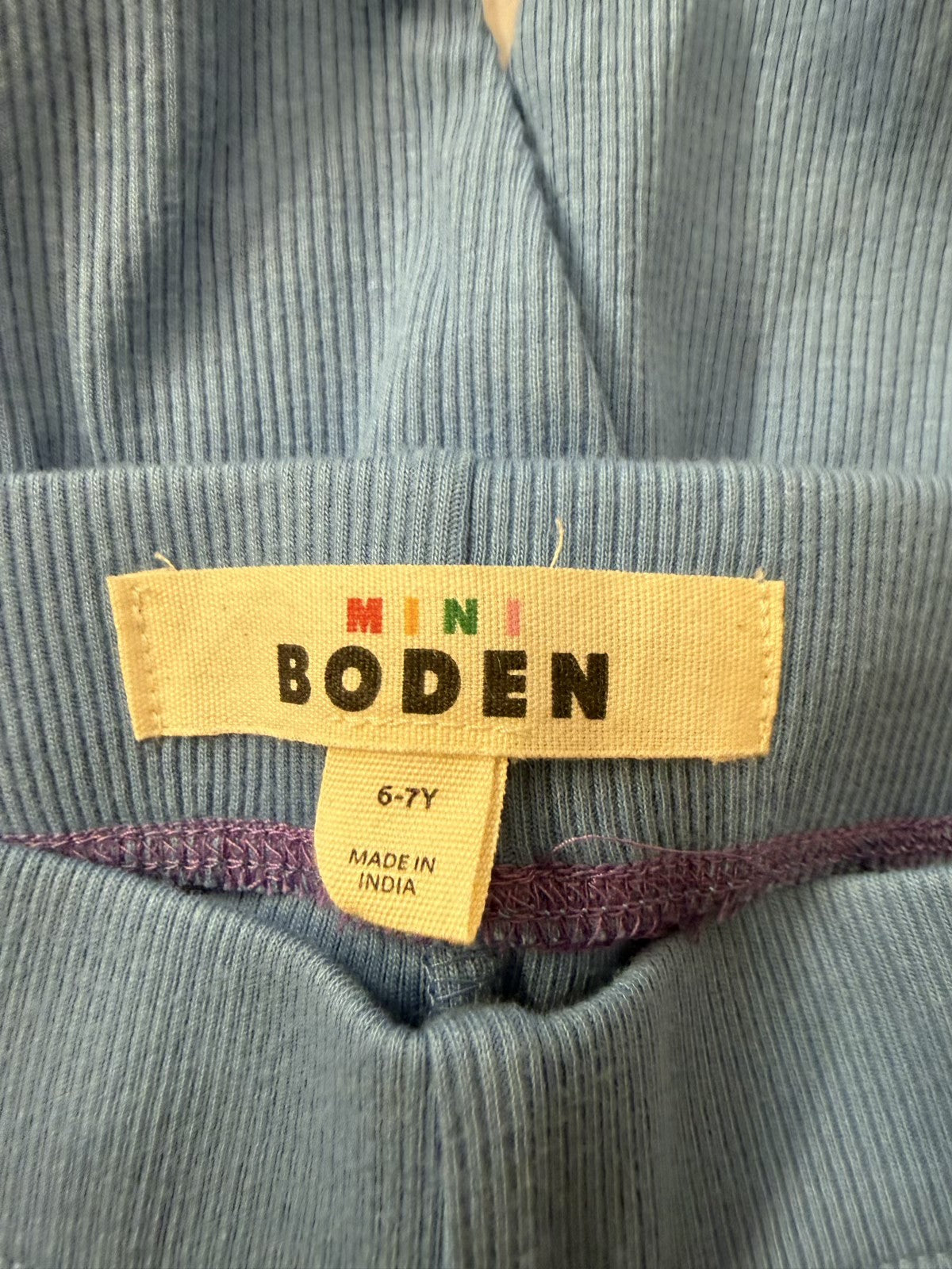 Mini Boden Blue Ribbed Leggings Size 6-7Y
