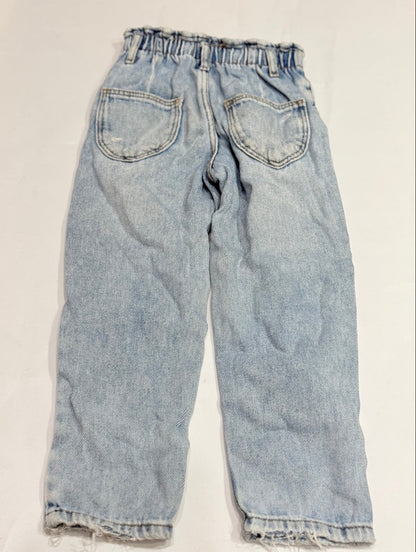 Zara Light Wash Distressed Paperbag Jeans 4-5Y