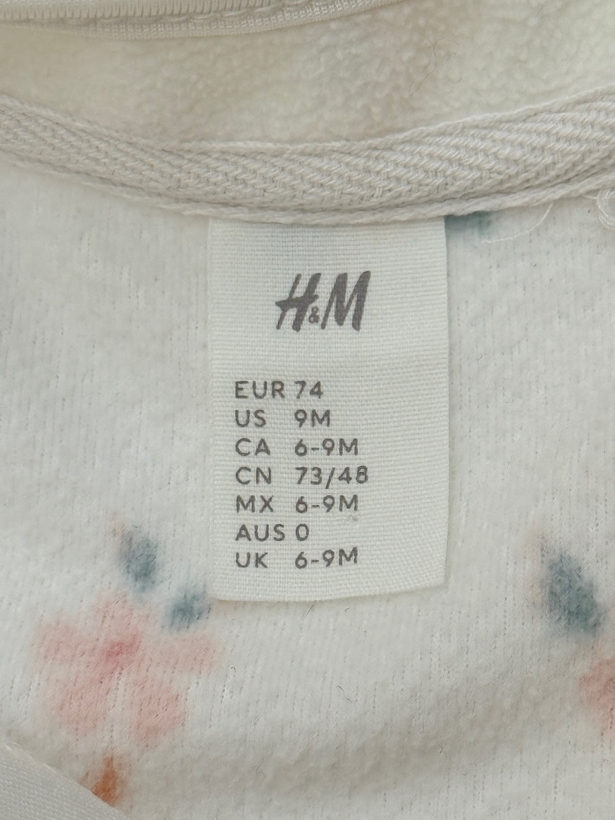 H&M Floral Fleece Zip Jacket 6-9M