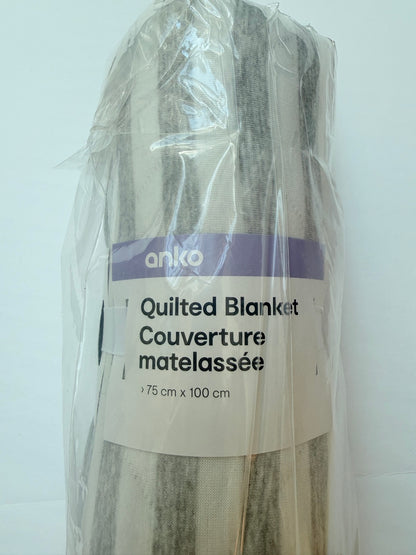 NWT - Anko Quilted Blanket Striped Grey White 75x100cm