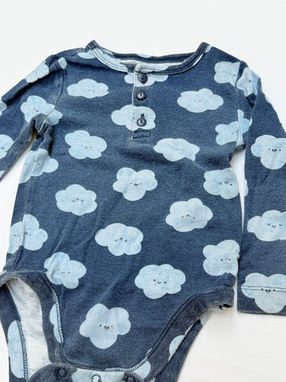 Old Navy Cloud Print Henley Bodysuit 12-18M