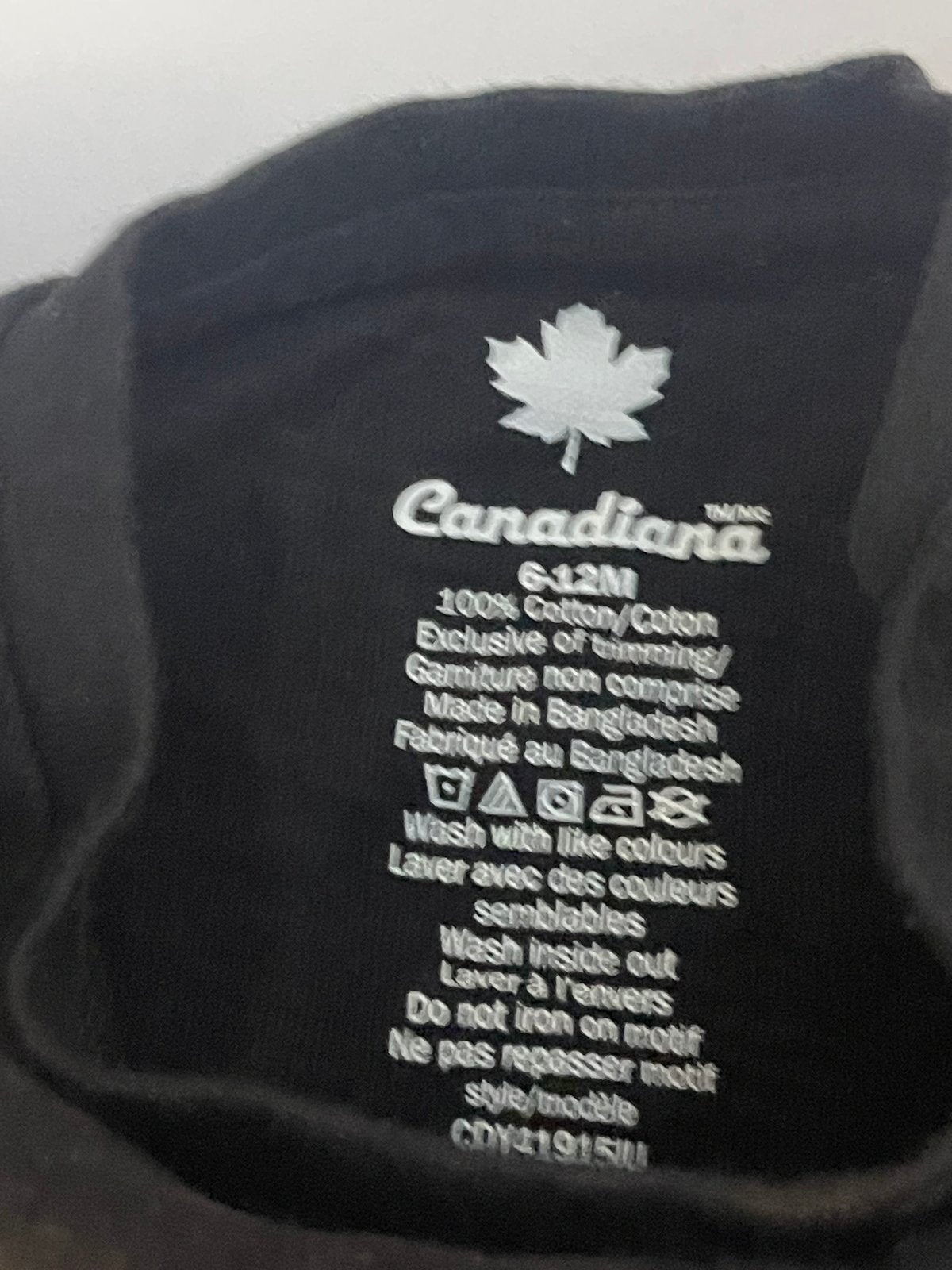 Canadiana CAN Black T-Shirt 6-12M