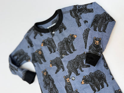 Little Blue House Black Bears Pajama Onesie 6-12m