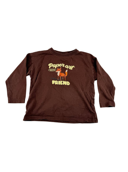 Brown Fox Paper Art Friend Long Sleeve T-Shirt 18m