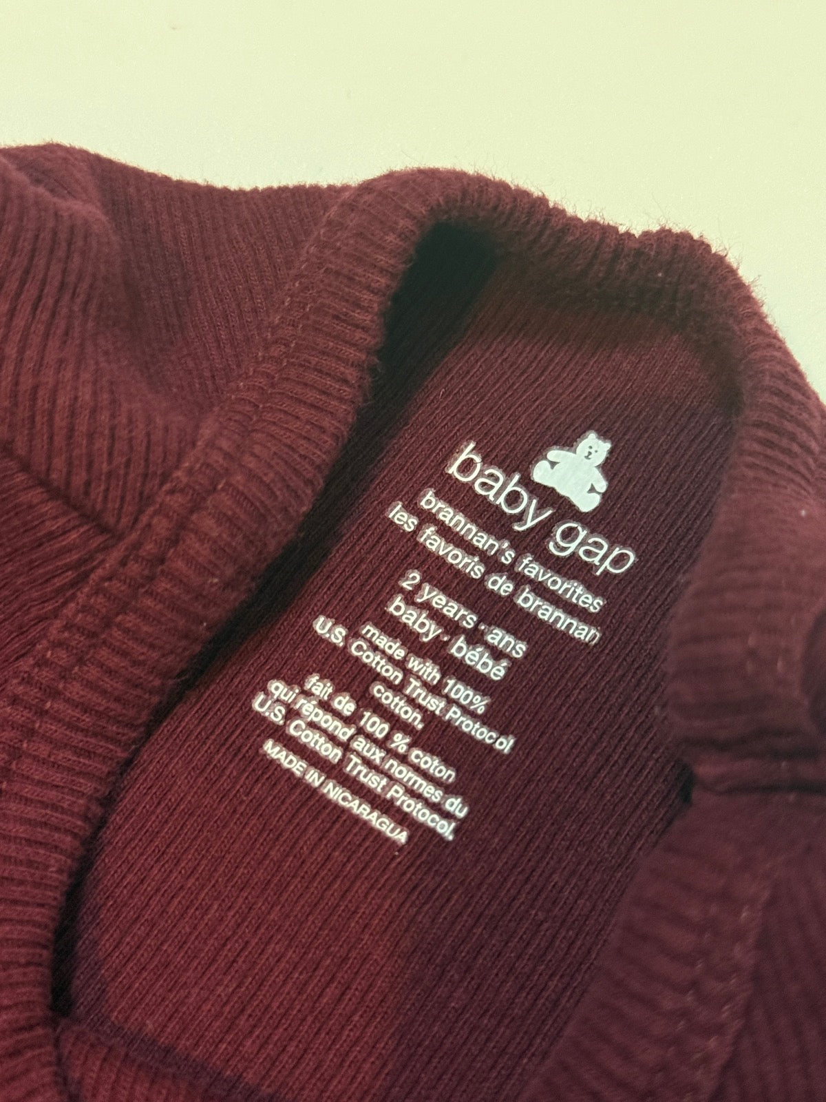 Baby Gap Burgundy Ruffle Cuff Top 2T
