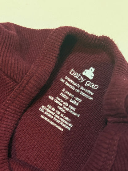 Baby Gap Burgundy Ruffle Cuff Top 2T