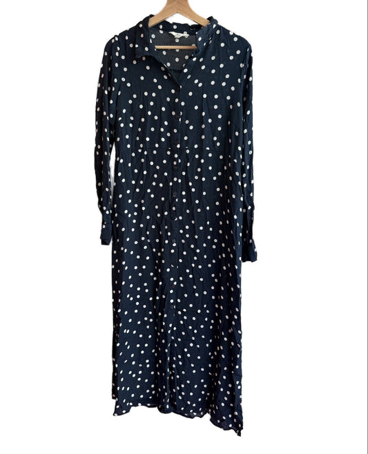 Ripe Maternity Navy Polka Dot Shirt Dress L