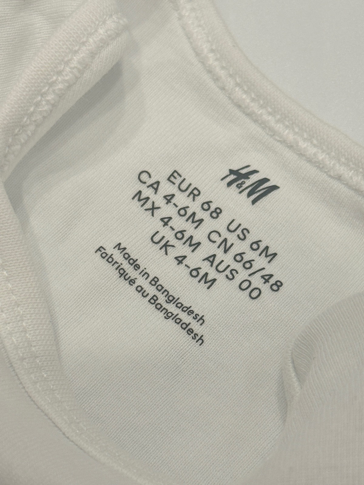 H&M White Short Sleeve Baby Bodysuit 6M