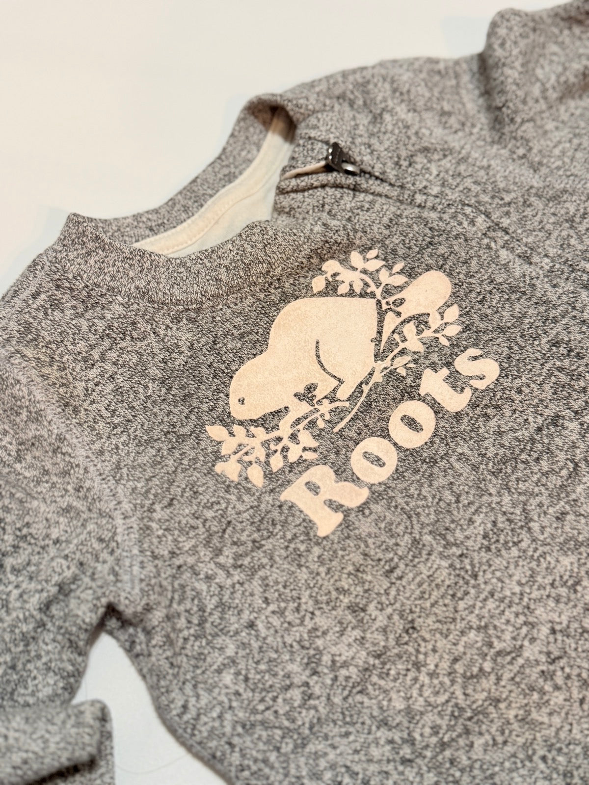 Roots Baby Light Pink logo & Grey Knit Romper 6-12M