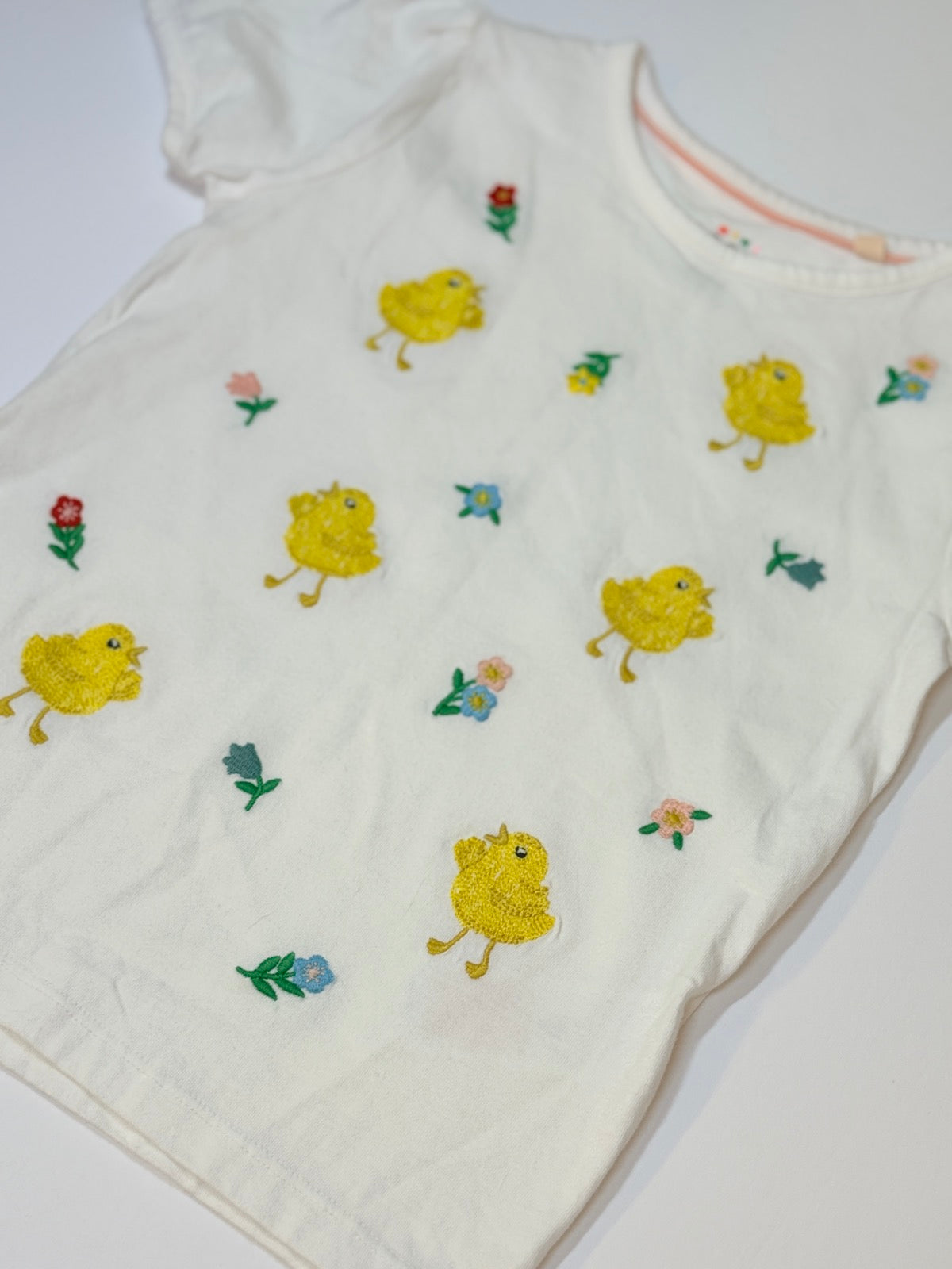 Mini Boden Chick Embroidered White T-Shirt 5-6Y