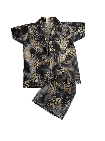 Ocean Blue Apparel Sea Turtle Batik Shirt Shorts Set S 2/3Y