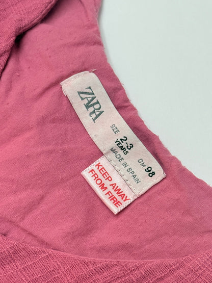Zara Pink Muslin Button Dress 2-3Y