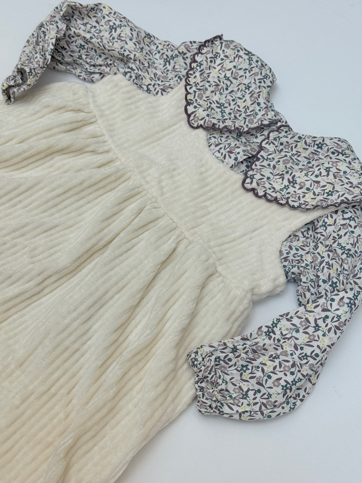 Tex Baby Floral Blouse Corduroy Pinafore Set