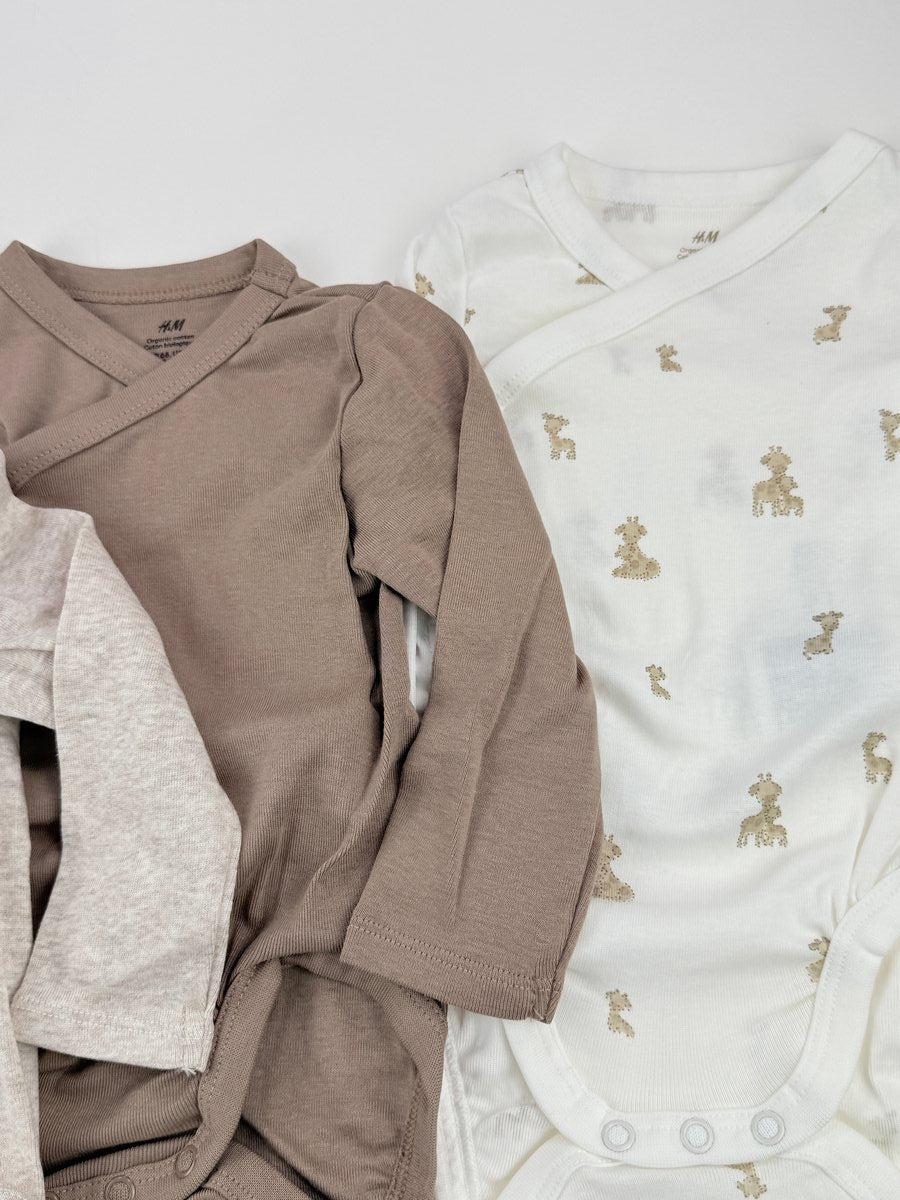 H&M Wrap Bodysuit 3-Pack Size 4-6M