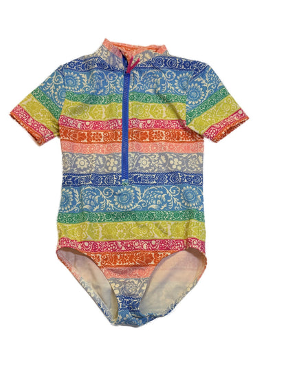 Boden Floral Stripe One-Piece Swimsuit 4-5Y