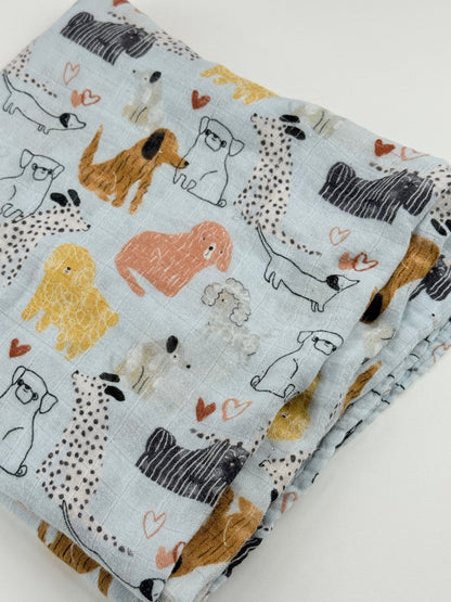 Loulou Lollipop Dog Print Muslin Swaddle Blanket