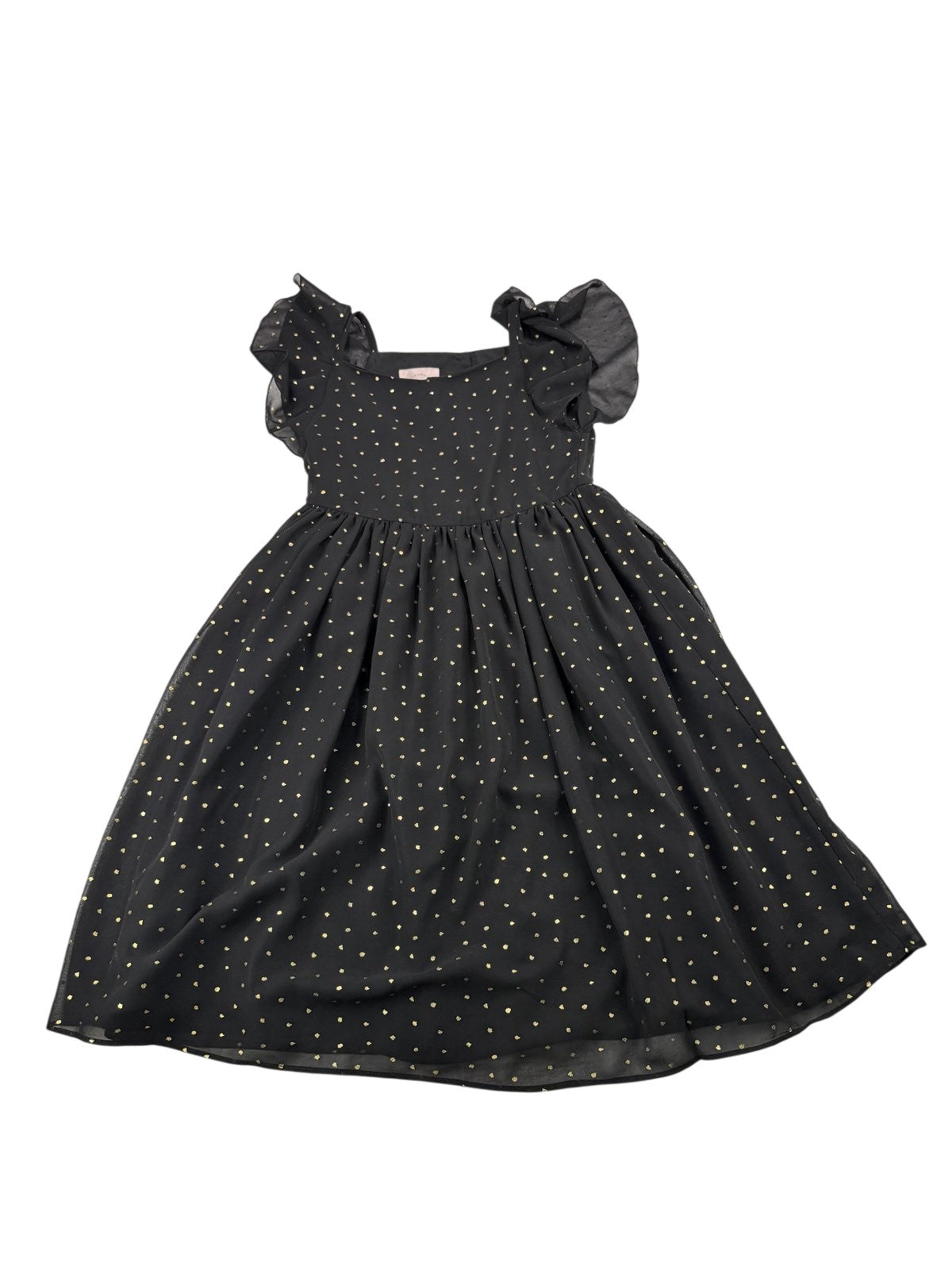 Pastourelle NYC Black Gold Dot Dress Size 8