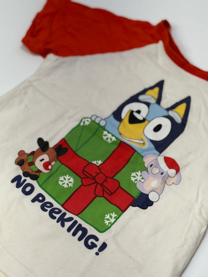 T-shirt raglan Bluey Noël « Pas de coup d'œil », taille 3