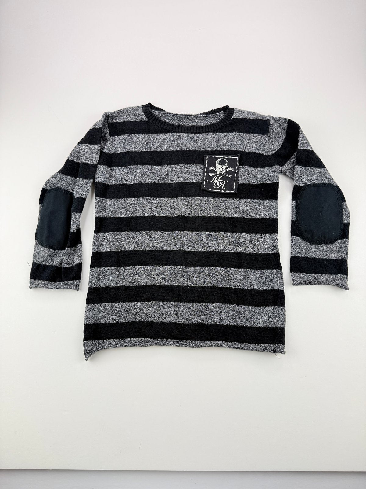 Striped Skull Patch Sweater