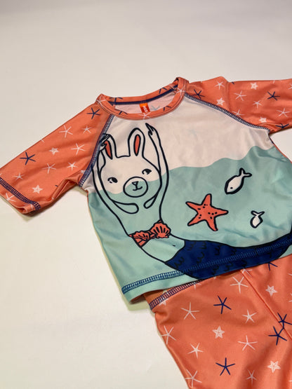 Ensemble de bain anti-UV pour bébé Joe Fresh avec imprimé lapin sirène – 6-12 mois