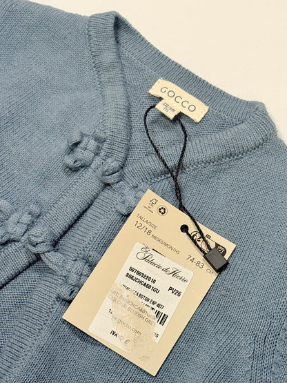 Gocco Knit Button Cardigan Blue Grey 12-18m