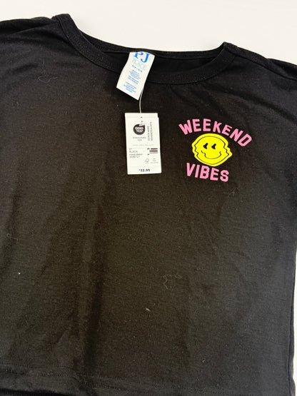 NWT - PJ Place Weekend Vibes Black T-Shirt Size 5/6
