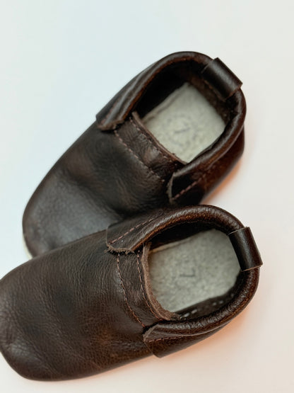 Heyfolks Brown Leather Baby Moccasins Size 7