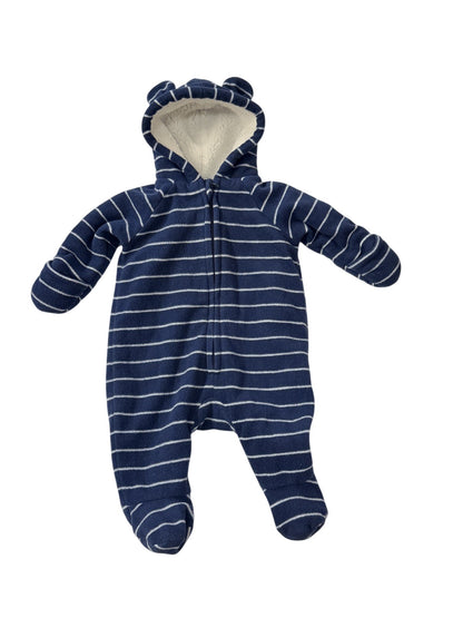 Old Navy Striped Bear Fleece Pram Suit 0-3M