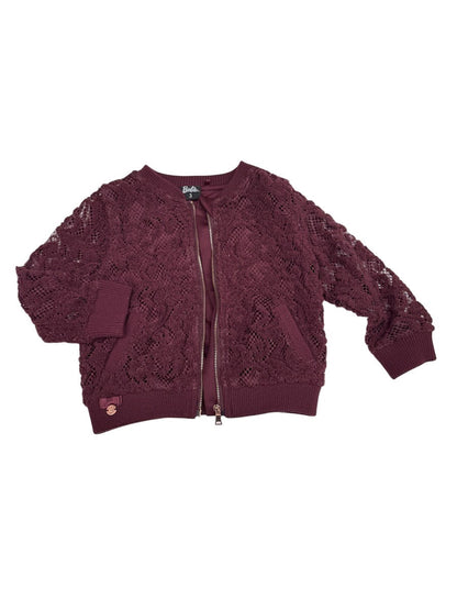 Barbie Burgundy Lace Zip Cardigan 3T