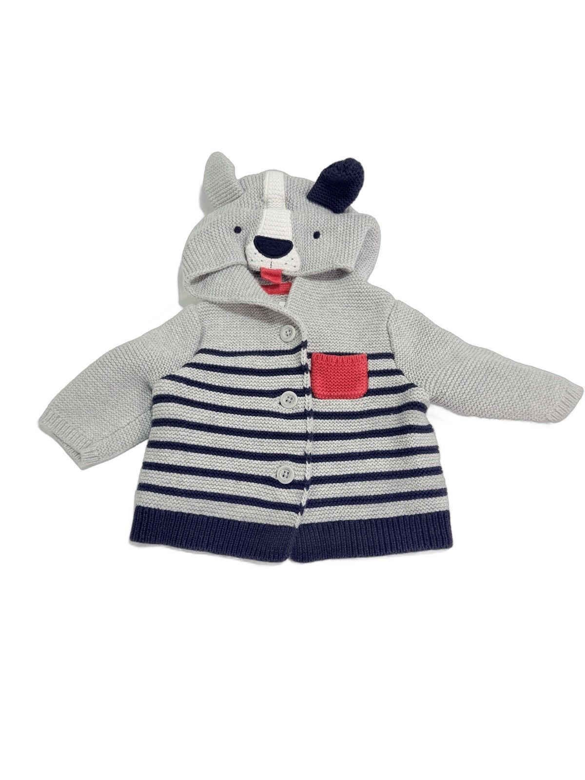 Baby Gap Dog Hood Striped Cardigan 0-3m