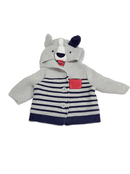 Baby Gap Dog Hood Striped Cardigan 0-3m