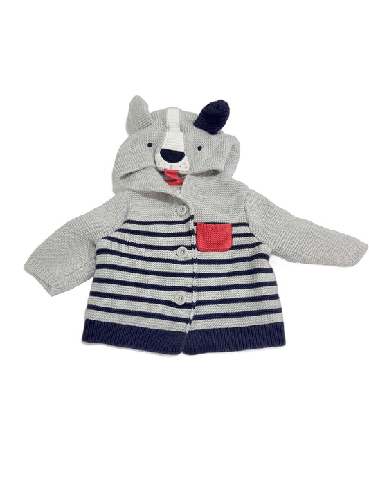Baby Gap Dog Hood Striped Cardigan 0-3m