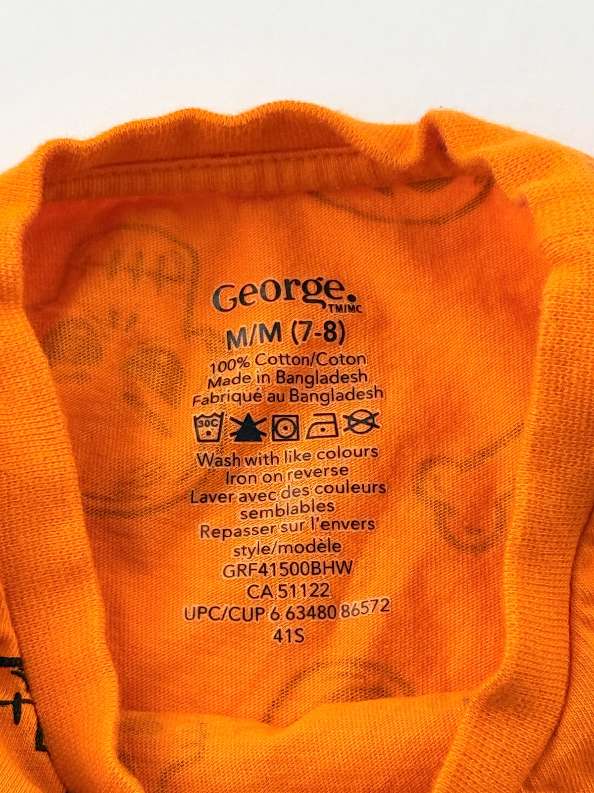 George Skull Print Orange T-Shirt Size 7-8