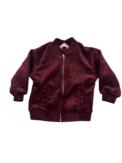 H&M Burgundy Velour Bomber Jacket 2T