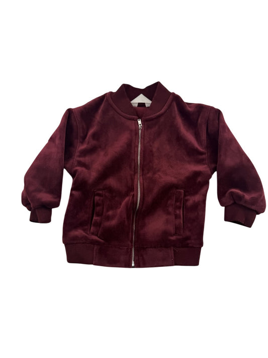 H&M Burgundy Velour Bomber Jacket 2T