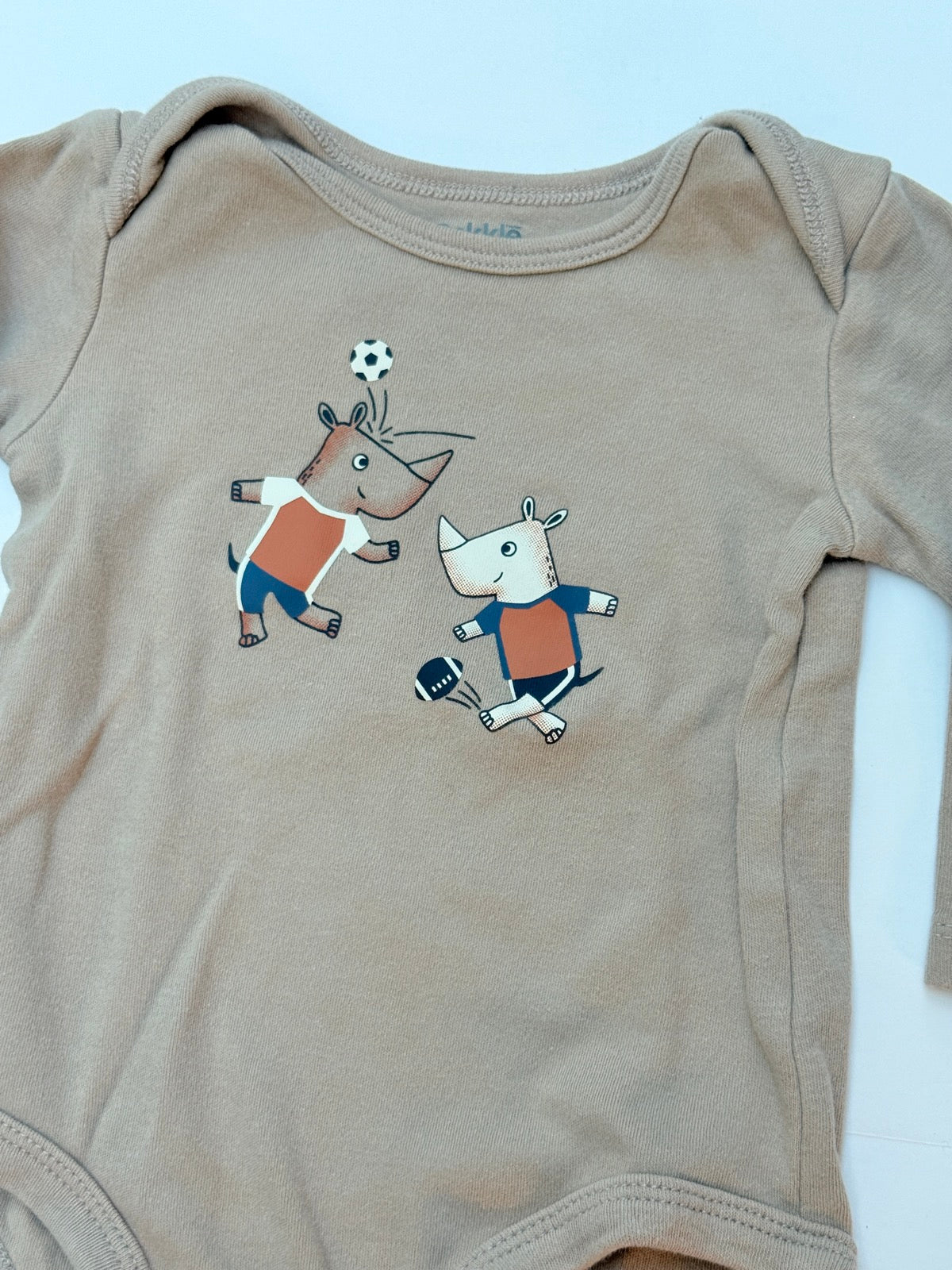 Pekkle Soccer Rhino Print Bodysuit 6M