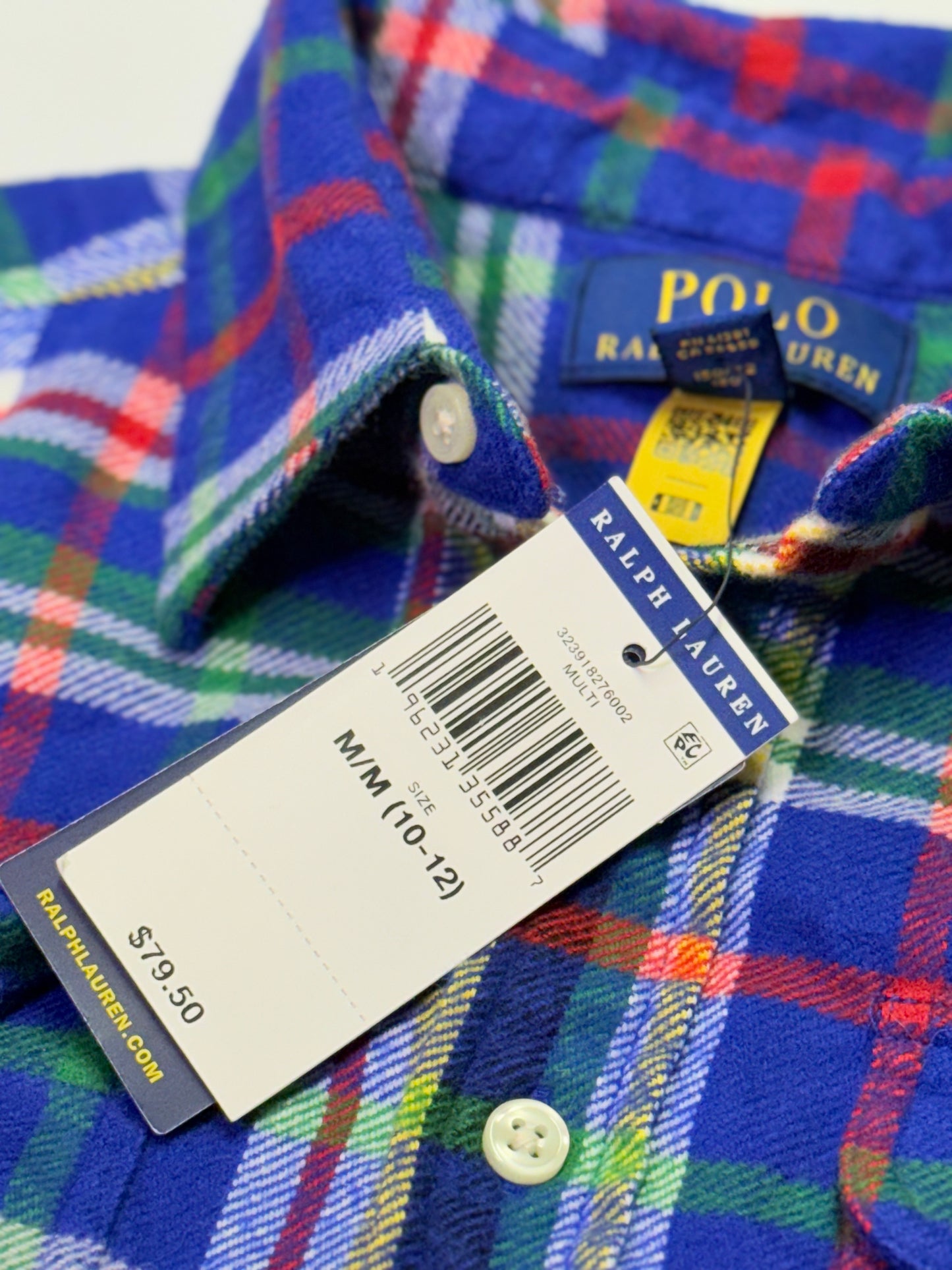 NWT Polo RL Plaid Button up Flannel 10-12y