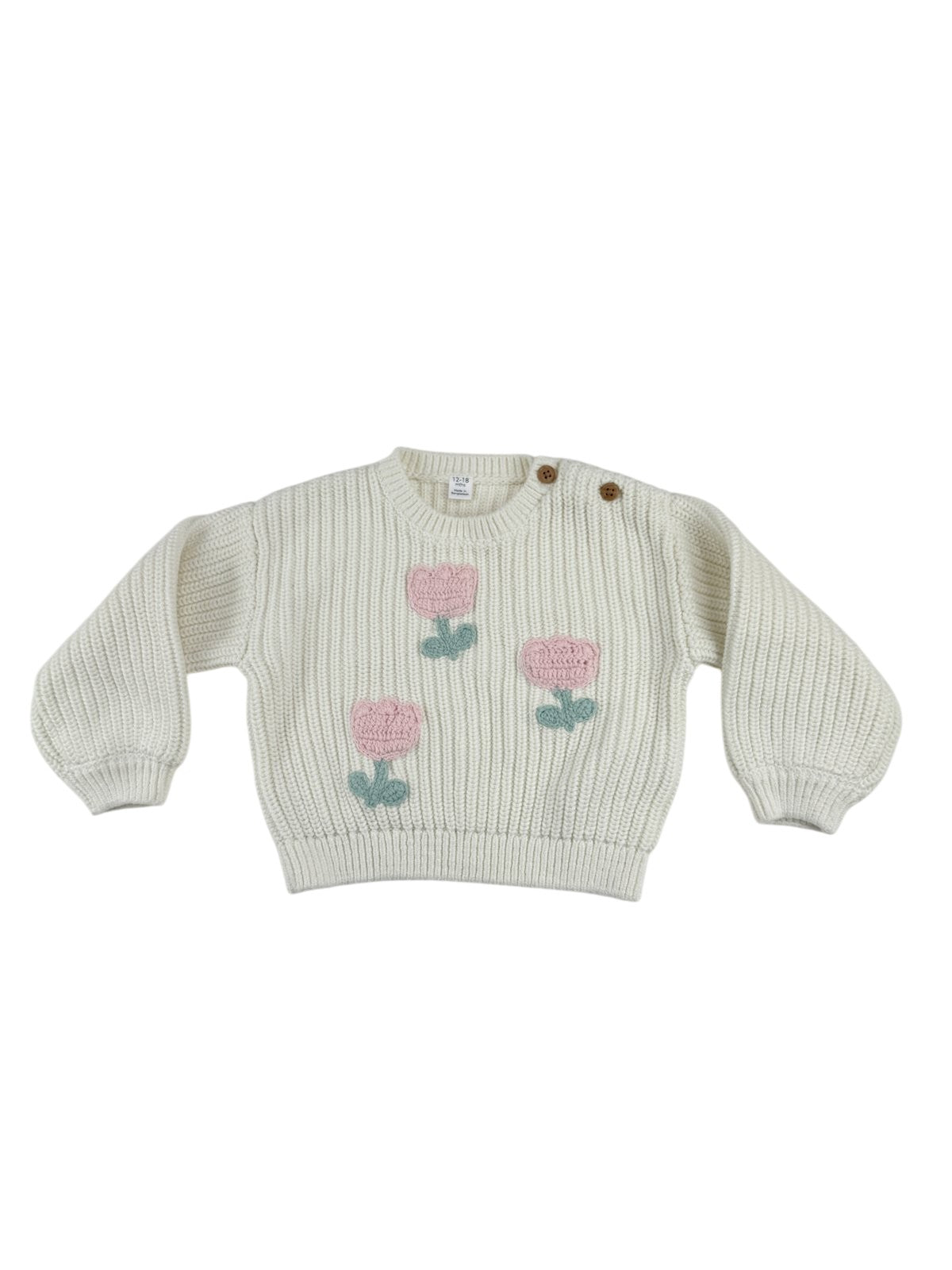 Cream Tulip Chunky Knit Sweater 12-18M