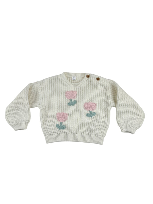 Cream Tulip Chunky Knit Sweater 12-18M