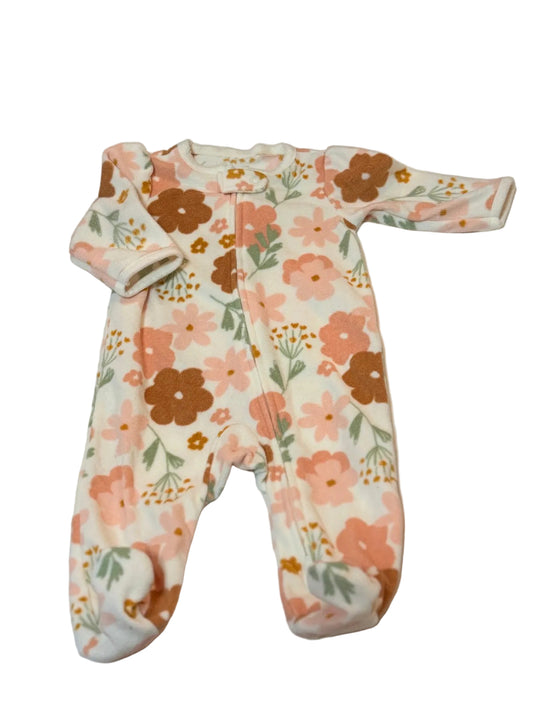 Carter's Floral Fleece Footed Sleeper 0-3M
