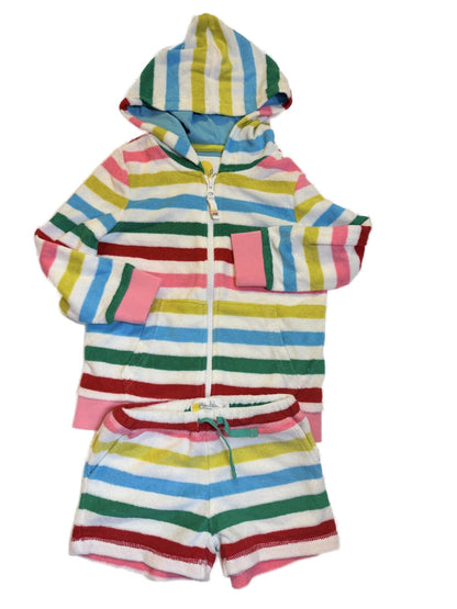 Mini Boden Striped Terry Hoodie Shorts Set 4-5Y
