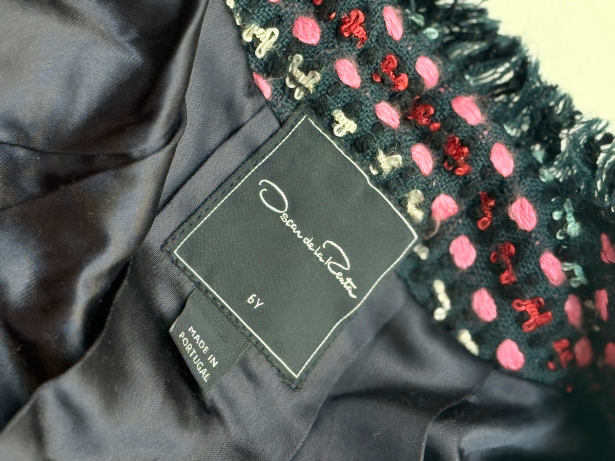 Oscar de la Renta Tweed / Silk Floral Dress Set 6Y
